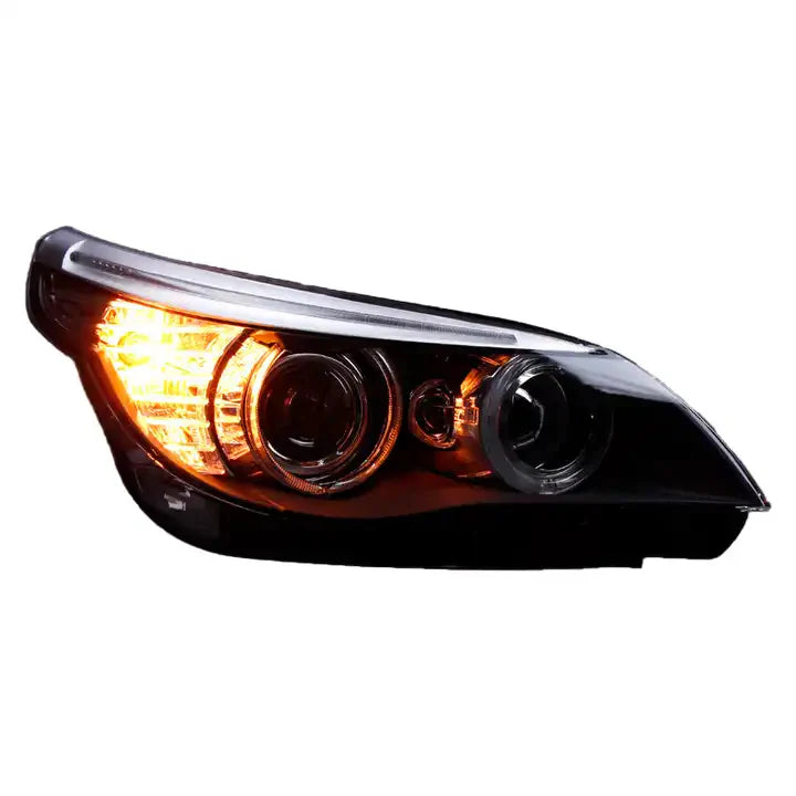 BMW E60 5-Series OEM+ Bi-Xenon Projector Headlights (2004–2010) – 6000K HID, 5000K LED Angel Eyes, Plug-and-Play Upgrade